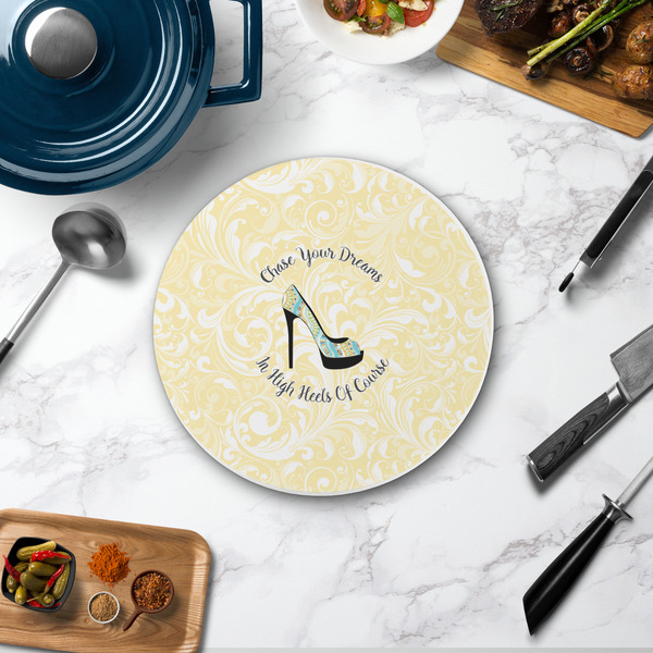 High Heels Round Stone Trivet - In Context View
