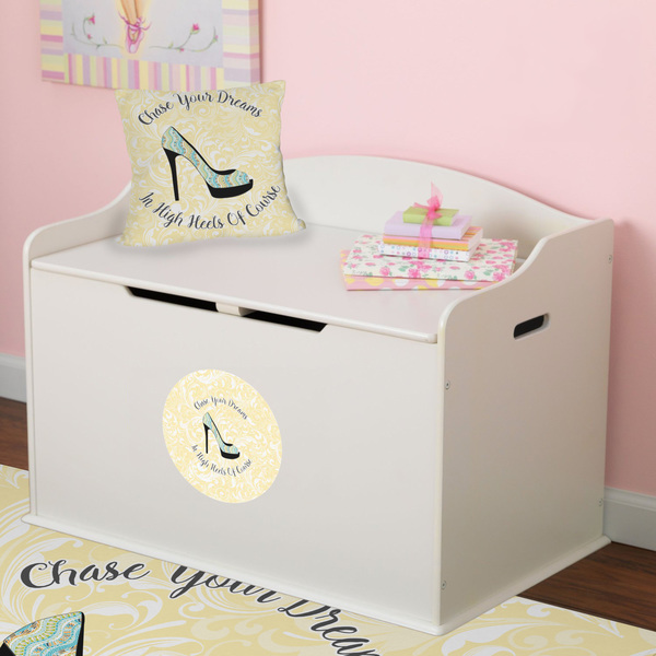 High Heels Round Wall Decal on Toy Chest