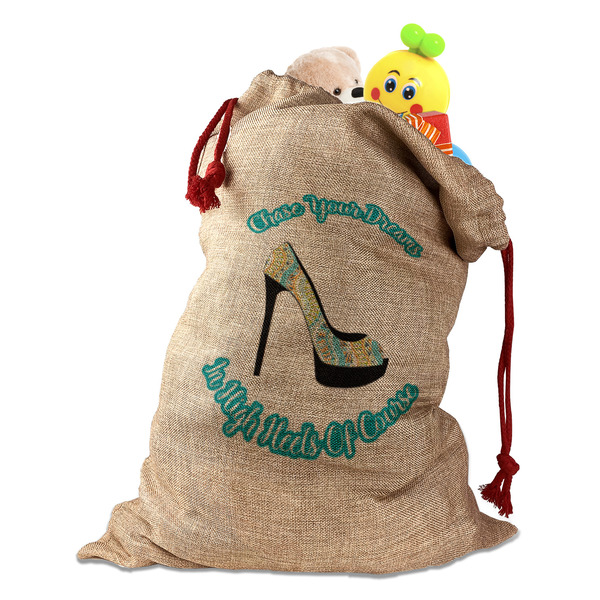 High Heels Santa Bag - Front (stuffed w toys) PARENT