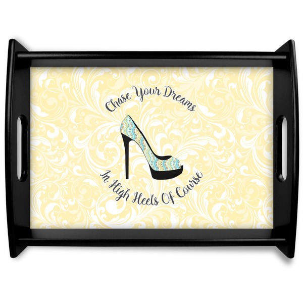 Custom High Heels Black Wooden Tray - Large