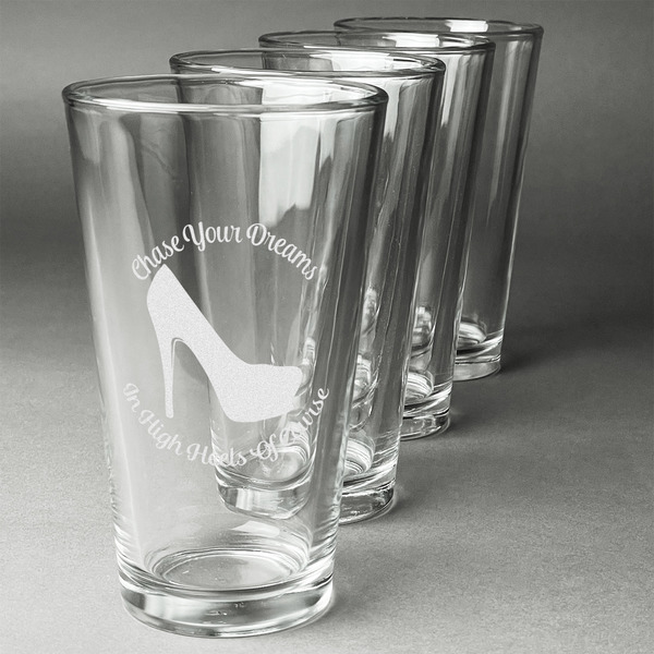 Custom High Heels Pint Glasses - Engraved (Set of 4)