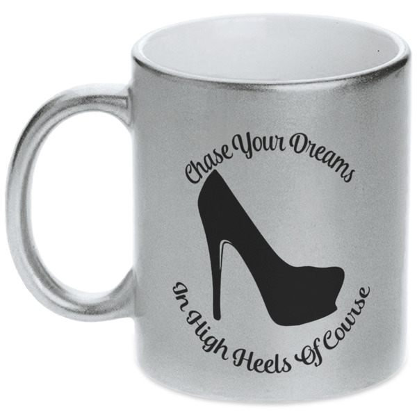 Custom High Heels Metallic Silver Mug