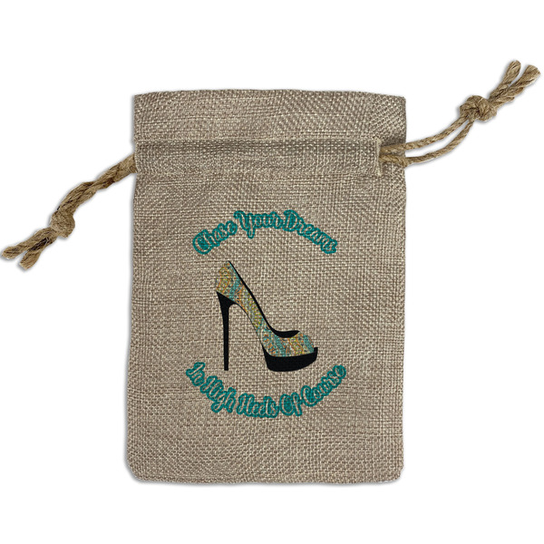 High Heels Small Burlap Gift Bag - Front