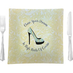High Heels 9.5" Glass Square Lunch / Dinner Plate- Single or Set of 4