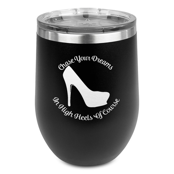 Custom High Heels Stemless Stainless Steel Wine Tumbler - Black - Double Sided