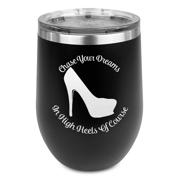 Custom High Heels Stemless Stainless Steel Wine Tumbler - Black - Single Sided