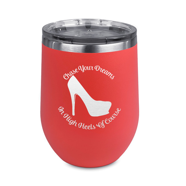 Custom High Heels Stemless Stainless Steel Wine Tumbler - Coral - Single Sided