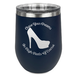 High Heels Stemless Stainless Steel Wine Tumbler - Navy - Double Sided