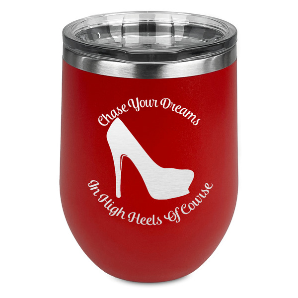 Custom High Heels Stemless Stainless Steel Wine Tumbler - Red - Single Sided