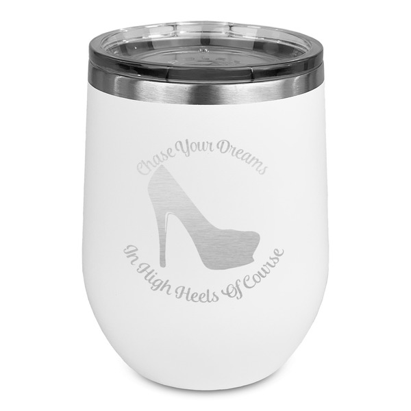 Custom High Heels Stemless Stainless Steel Wine Tumbler - White - Double Sided
