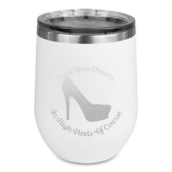 High Heels Stemless Stainless Steel Wine Tumbler - White - Single Sided