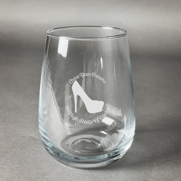 Custom High Heels Stemless Wine Glass - Engraved