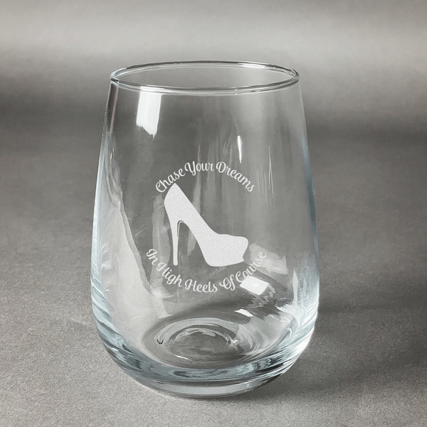 Custom High Heels Stemless Wine Glass - Engraved