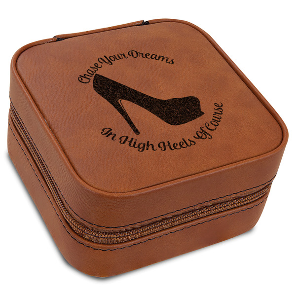 Custom High Heels Travel Jewelry Box - Rawhide Leather