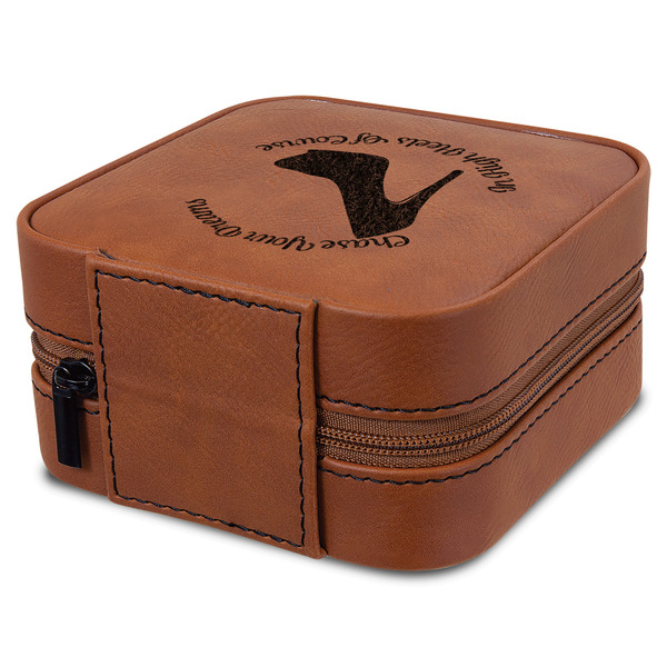 High Heels Travel Jewelry Boxes - Leatherette - Rawhide - View from Rear