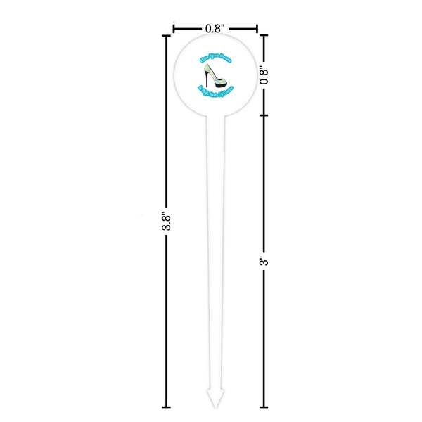 High Heels White Plastic 4" Food Pick - Round - Dimensions