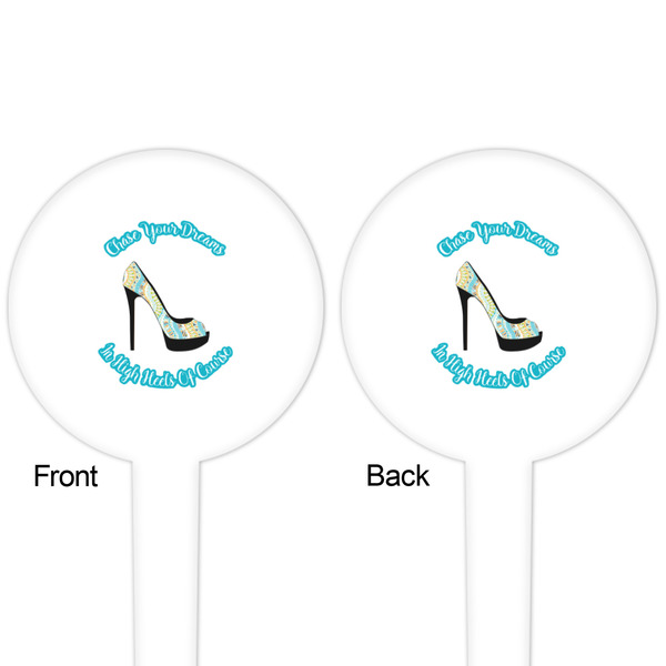 High Heels White Plastic 4" Food Pick - Round - Double Sided - Front & Back