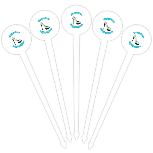 High Heels White Plastic 4" Food Pick - Round - Fan View