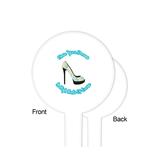 High Heels White Plastic 4" Food Pick - Round - Single Sided - Front & Back