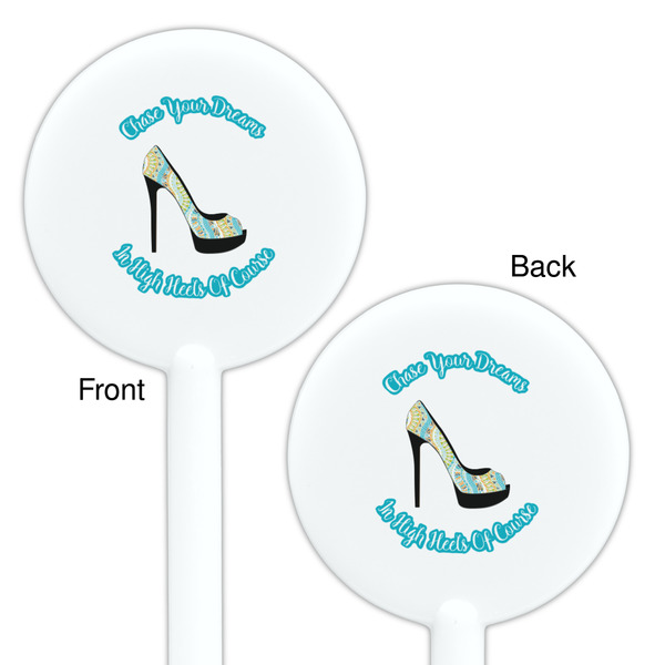 High Heels White Plastic 5.5" Stir Stick - Double Sided - Round - Front & Back