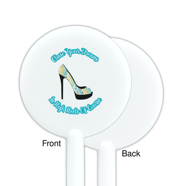 High Heels White Plastic 5.5" Stir Stick - Single Sided - Round - Front & Back