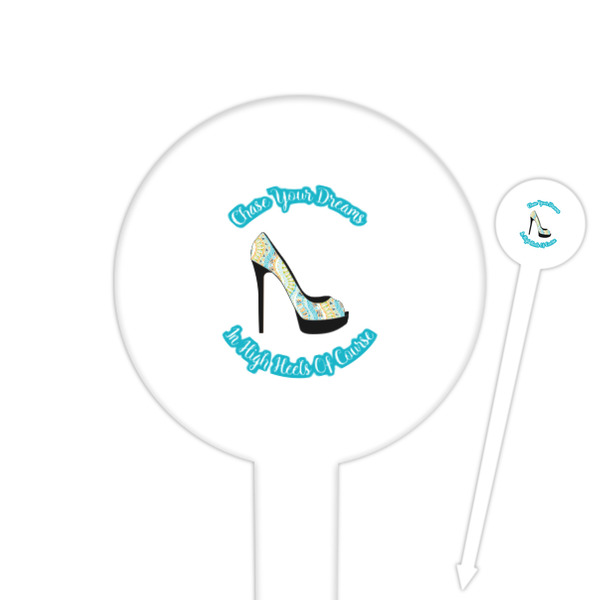 Custom High Heels 6" Round Plastic Food Picks - White - Single Sided