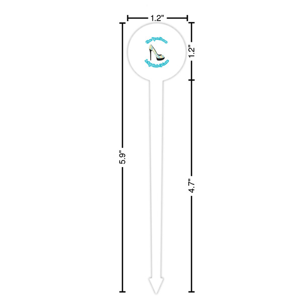 High Heels White Plastic 6" Food Pick - Round - Dimensions