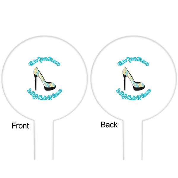 High Heels White Plastic 6" Food Pick - Round - Double Sided - Front & Back