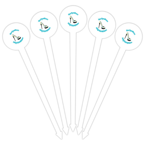 High Heels White Plastic 6" Food Pick - Round - Fan View