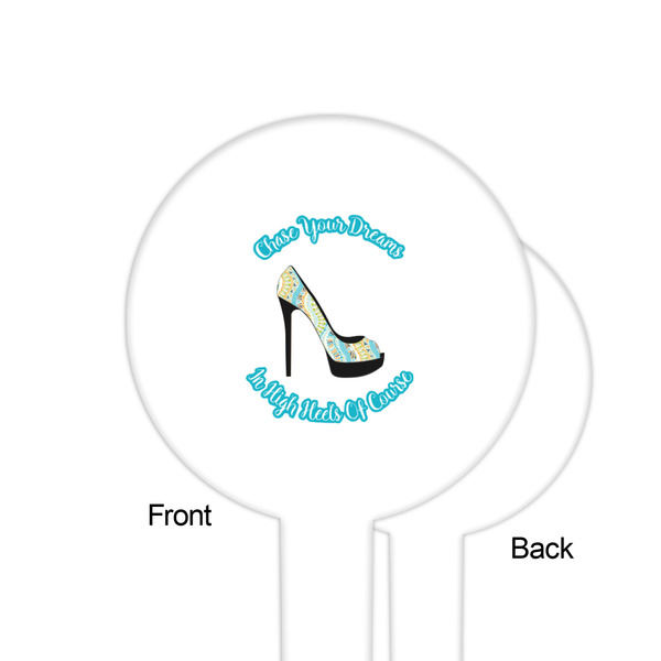 High Heels White Plastic 6" Food Pick - Round - Single Sided - Front & Back