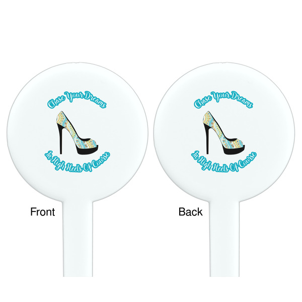High Heels White Plastic 7" Stir Stick - Double Sided - Round - Front & Back