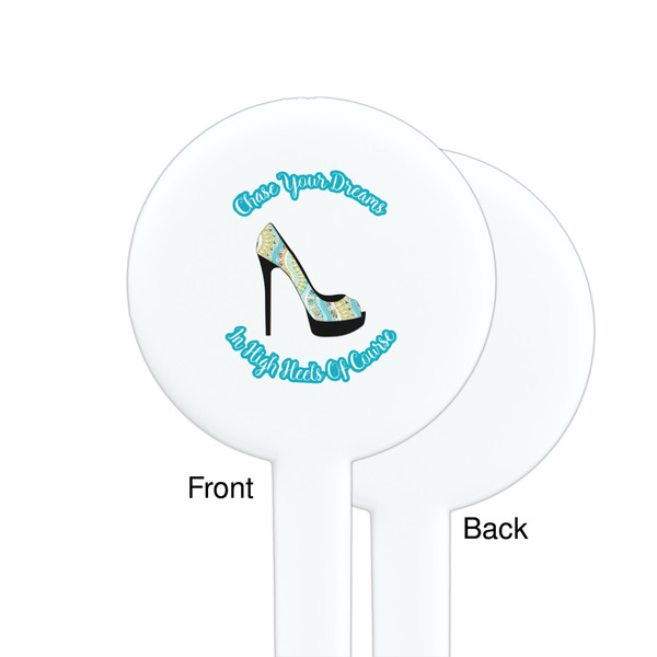 High Heels White Plastic 7" Stir Stick - Single Sided - Round - Front & Back