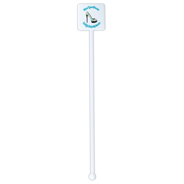 High Heels White Plastic Stir Stick - Double Sided - Square - Single Stick
