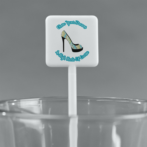 High Heels White Plastic Stir Stick - Square - Main