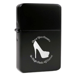 High Heels Windproof Lighter - Black - Double Sided & Lid Engraved