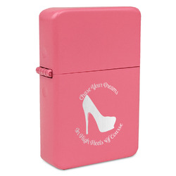 High Heels Windproof Lighter - Pink - Single Sided & Lid Engraved