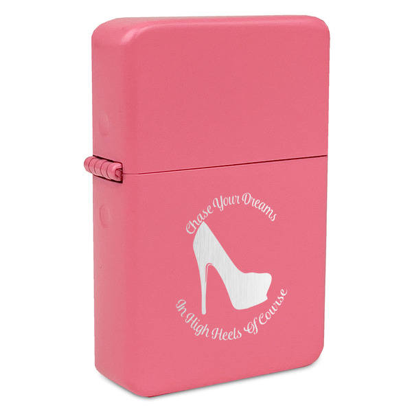 Custom High Heels Windproof Lighter - Pink - Single Sided