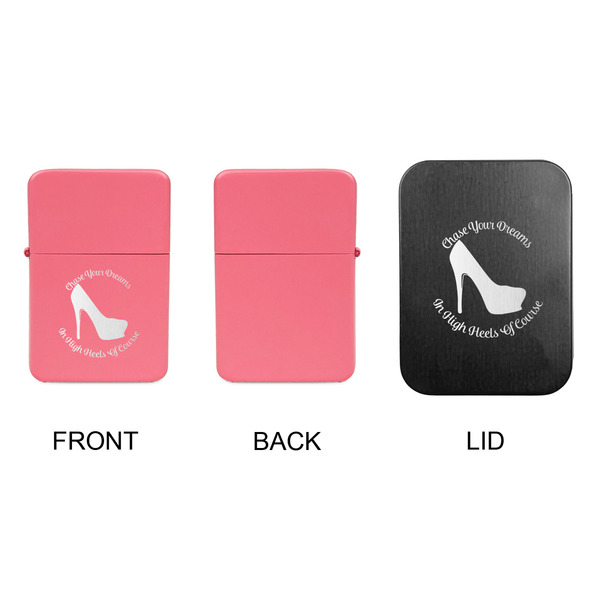 High Heels Windproof Lighters - Pink, Single Sided, w Lid - APPROVAL