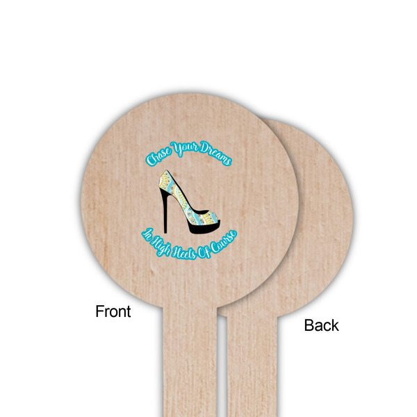 High Heels Wooden 6" Food Pick - Round - Single Sided - Front & Back