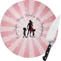 Super Mom Round Glass Cutting Board - Small