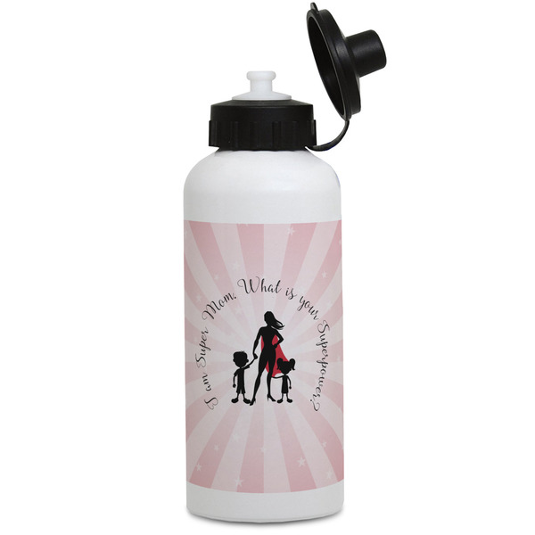 Custom Super Mom Water Bottles - Aluminum - 20 oz - White