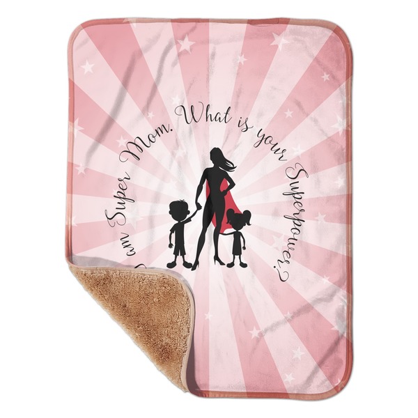 Custom Super Mom Sherpa Baby Blanket - 30" x 40"