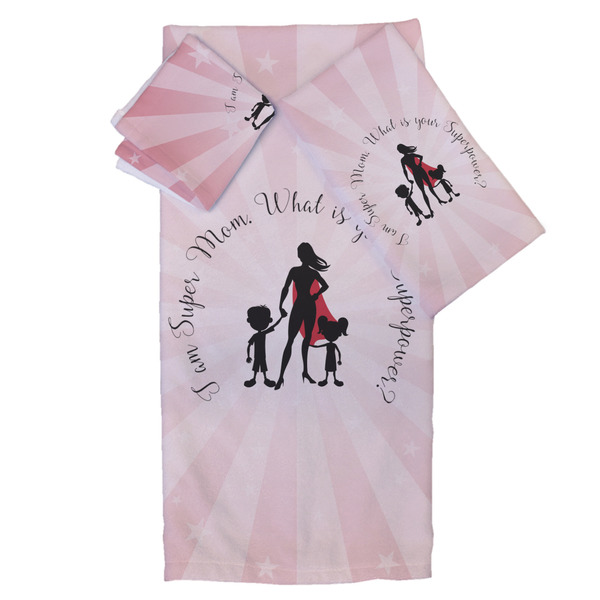 Custom Super Mom Bath Towel Set - 3 Pcs