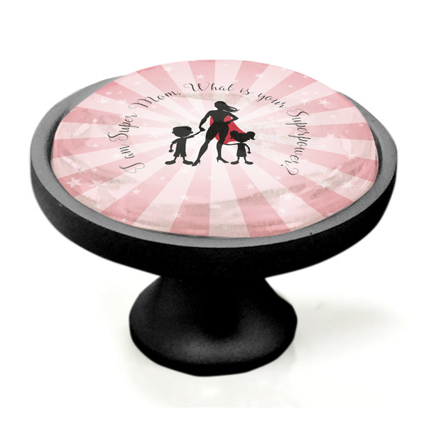 Super Mom Black Custom Cabinet Knob (Side)