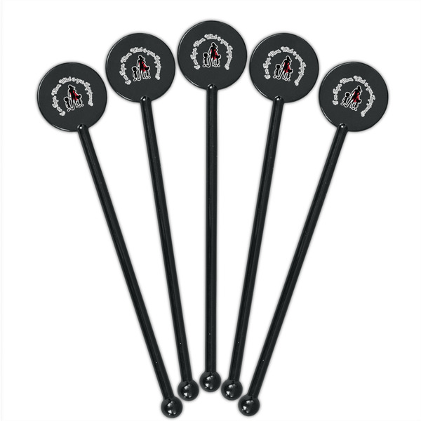Super Mom Black Plastic 5.5" Stir Stick - Round - Fan View