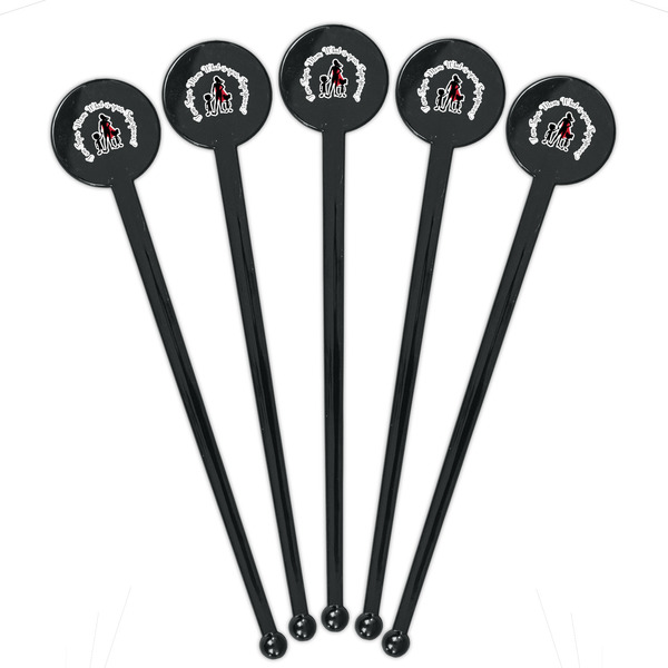 Super Mom Black Plastic 7" Stir Stick - Round - Fan View