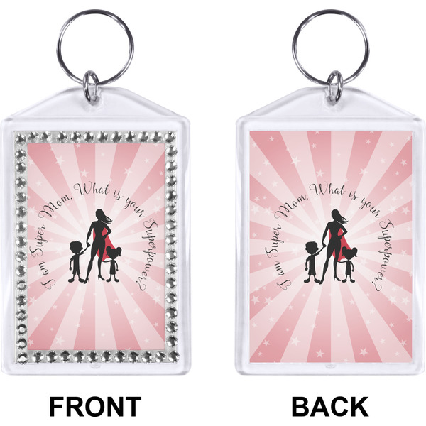 Super Mom Bling Keychain (Front + Back)