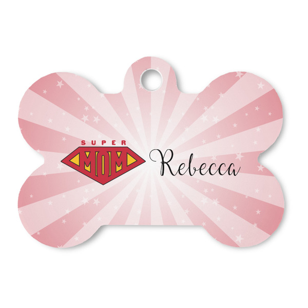 Custom Super Mom Bone Shaped Dog ID Tag