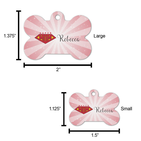 Super Mom Bone Shaped Dog ID Tag - Large - Scale