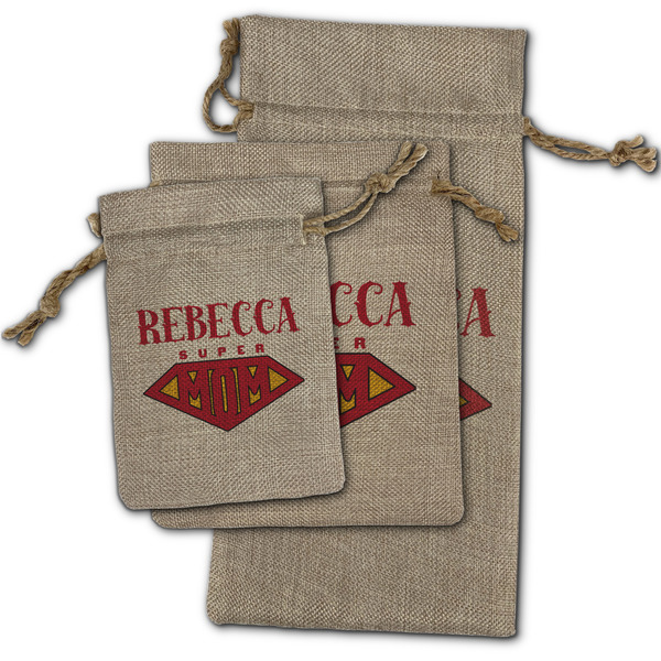 Super Mom Burlap Gift Bags - (PARENT MAIN) All Three